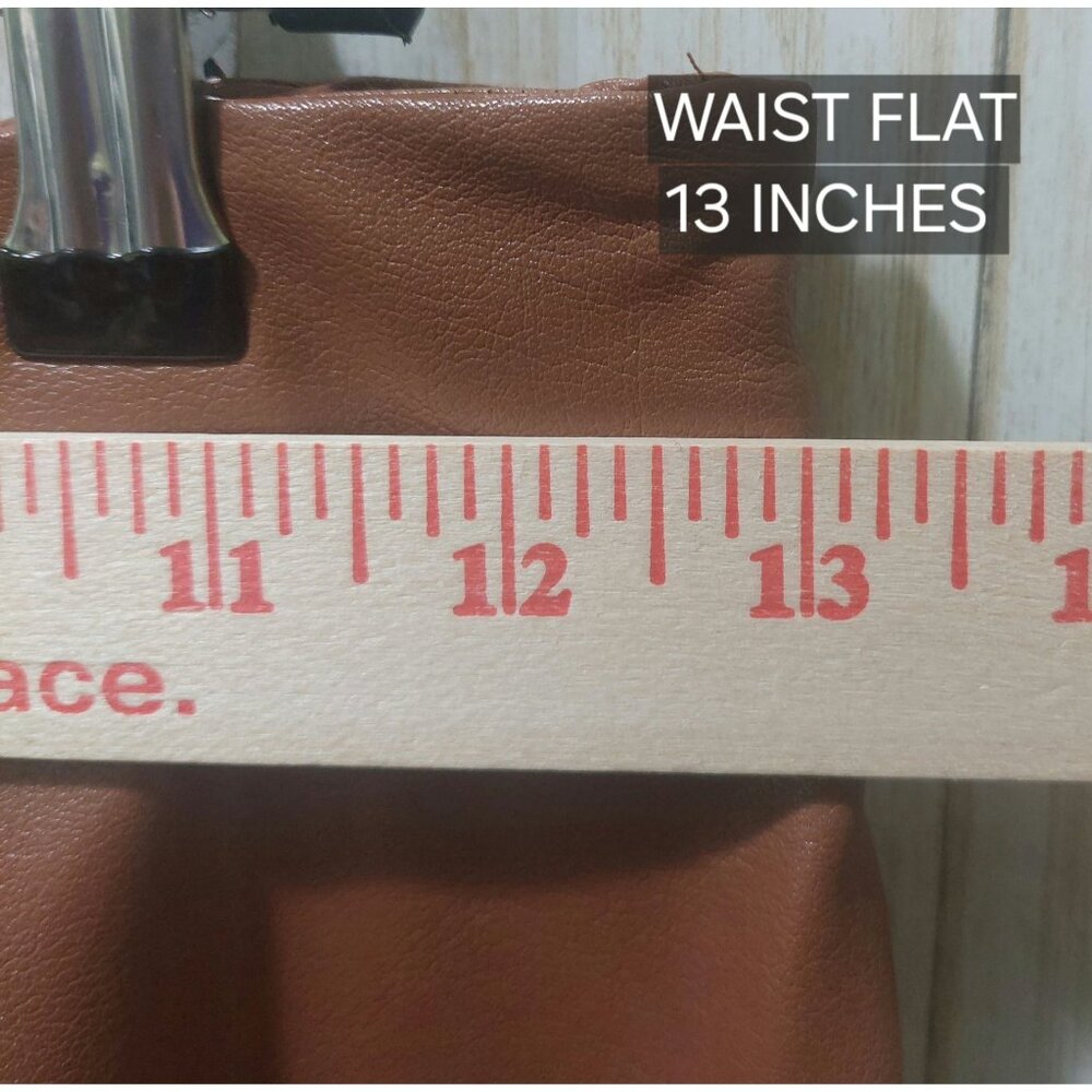 NWT Voy Brown & Mauve Colorblock Faux Leather Midi Skirt~Side Zip~SMALL - Picture 4 of 6